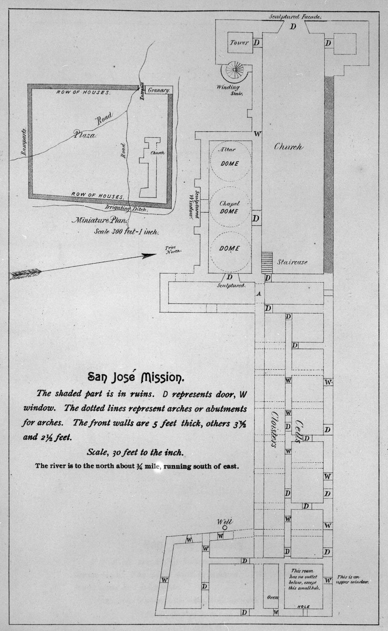 Layout af San Jose og San Miguel de Aguayo Mission af American School