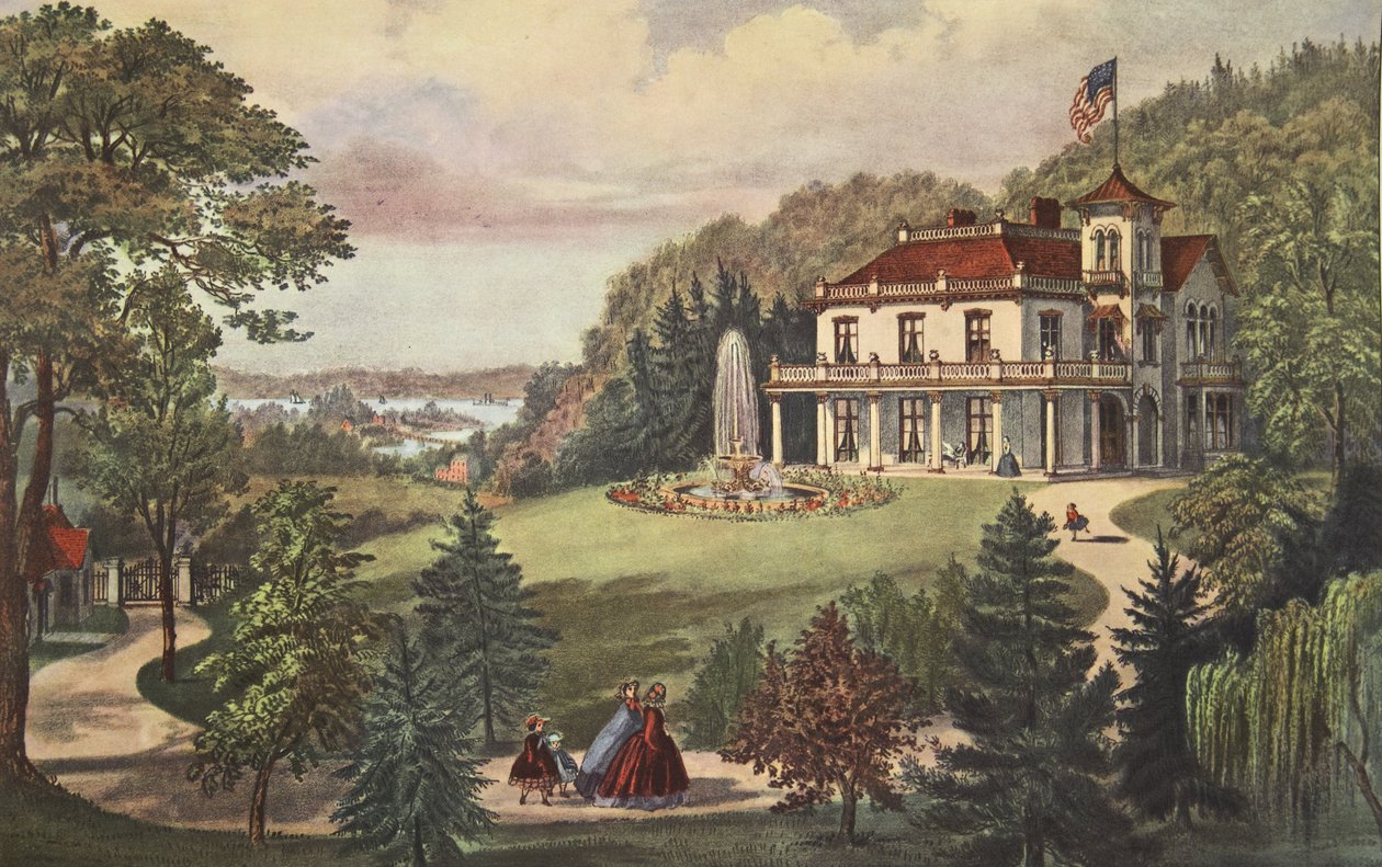 Livet på landet - Aften, udg. 1862, Currier & Ives af American School
