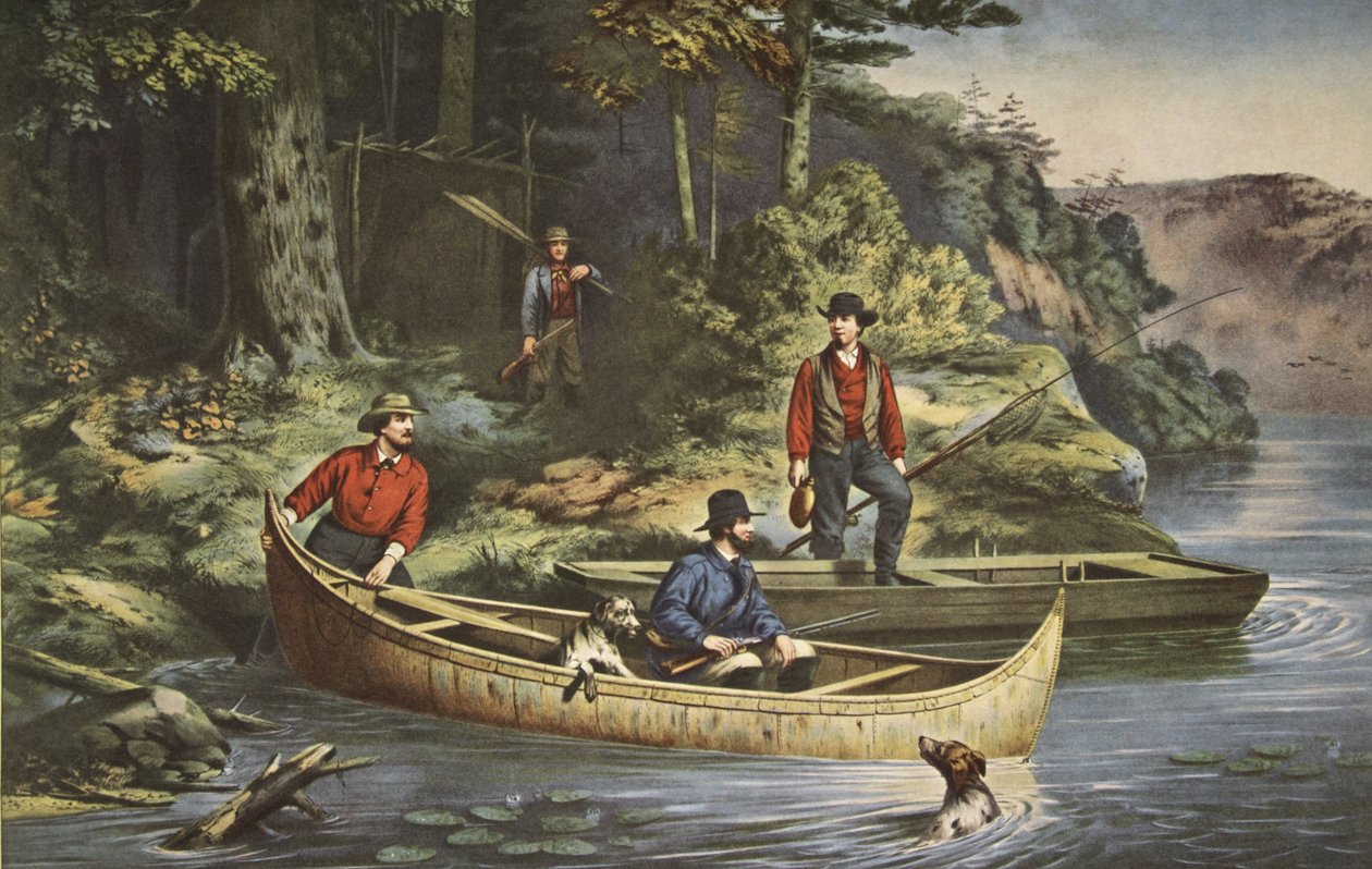 Livet i skoven, Starting out , pub. 1860, Currier & Ives af American School