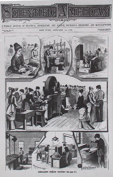 Lorillards Tobaksfabrik, fra Scientific American, 11. januar 1879 af American School