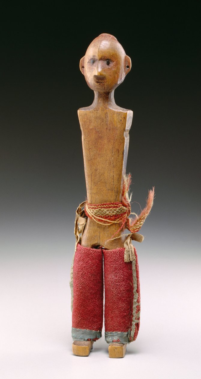 Mandsfigur (kærlighedsdukke) Potawatomi, 1800-60 (træ & uldstof) af American School