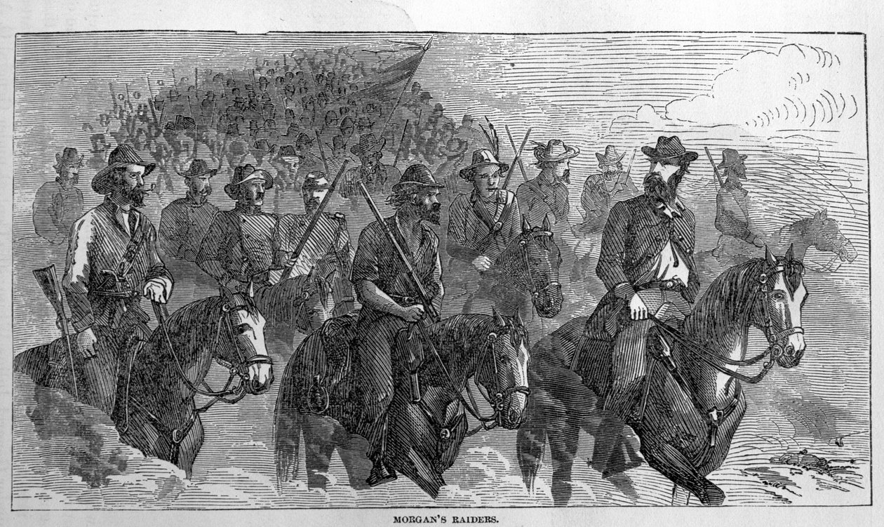 Morgans Raiders, fra Harpers Pictorial History of the Civil War, juli 1863 af American School