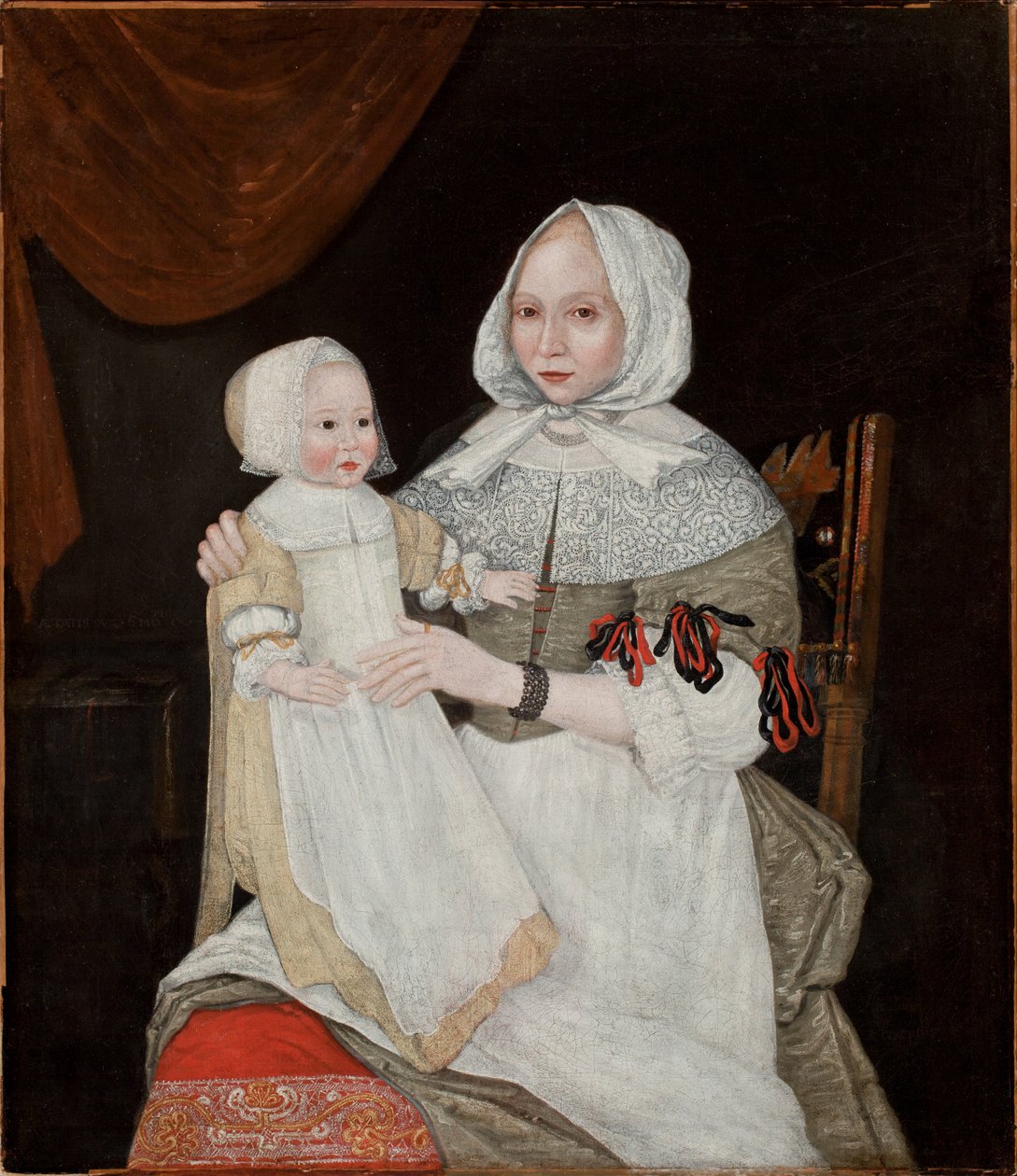 Mrs Elizabeth Freake og Baby Mary, ca. 1671-74 (se 183405 for par) af American School