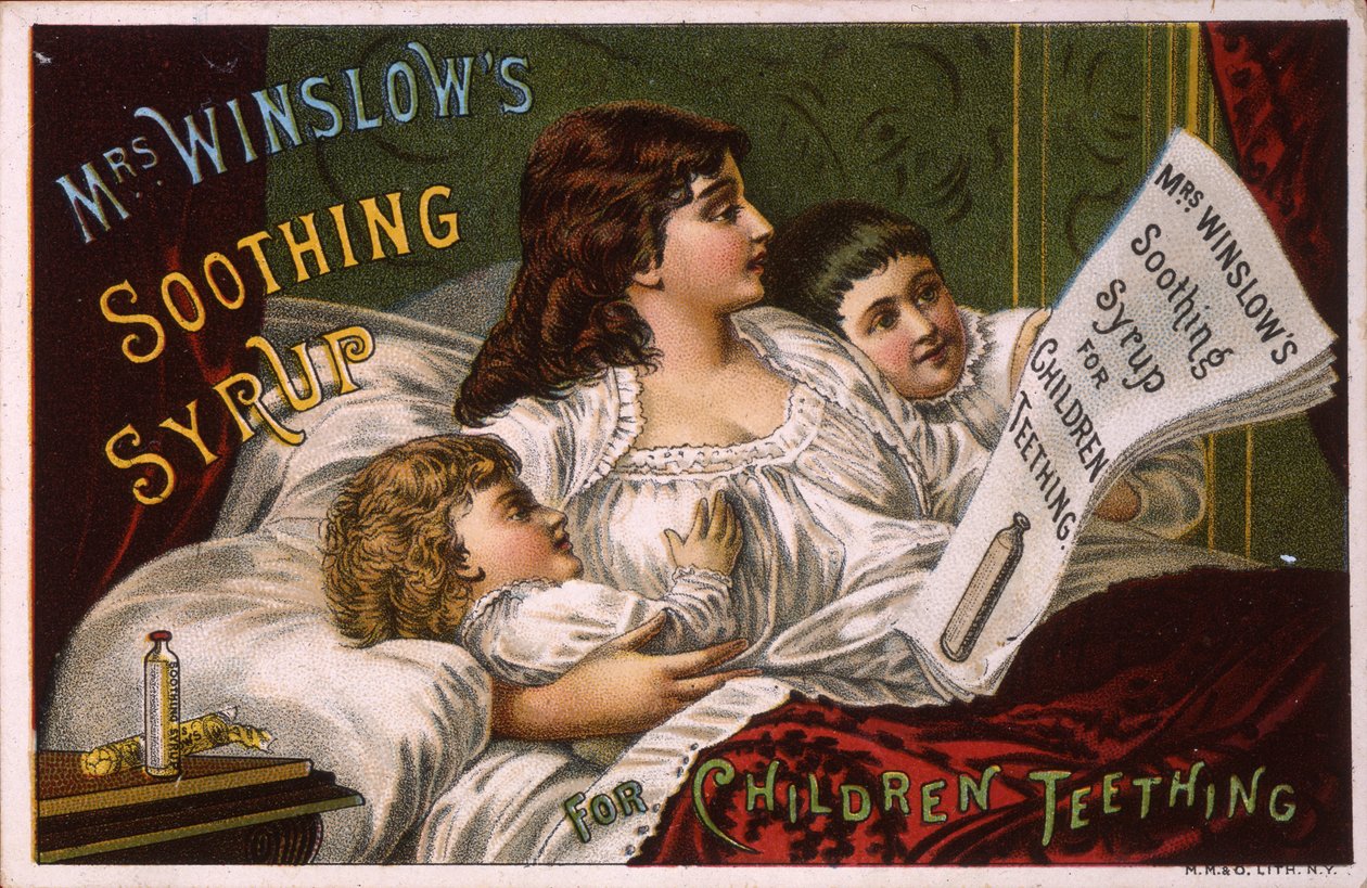 Mrs. Winslows beroligende sirup til børns tænder (litho [varekort]) af American School