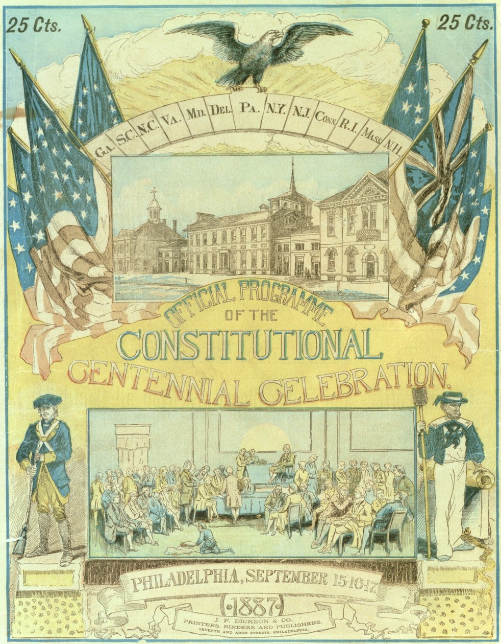 Officielt program for den konstitutionelle hundredeårsfejring i november 1887 af American School