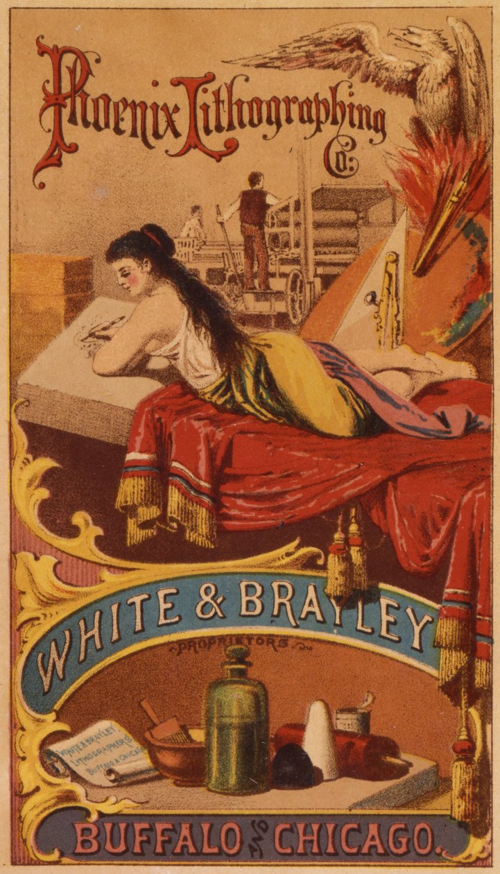 Phoenix Lithographing Co., White & Brailey Proprietors, Buffalo og Chicago (farve litho [varekort]) af American School