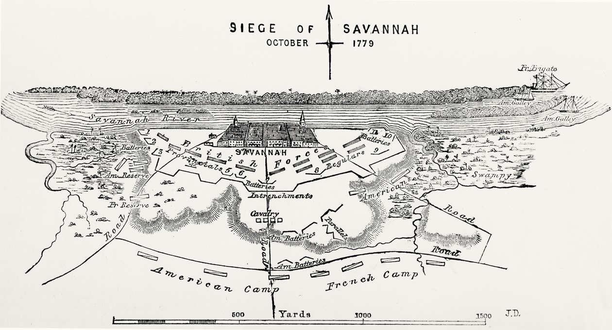 Plan for belejringen af Savannah, oktober 1779 af American School