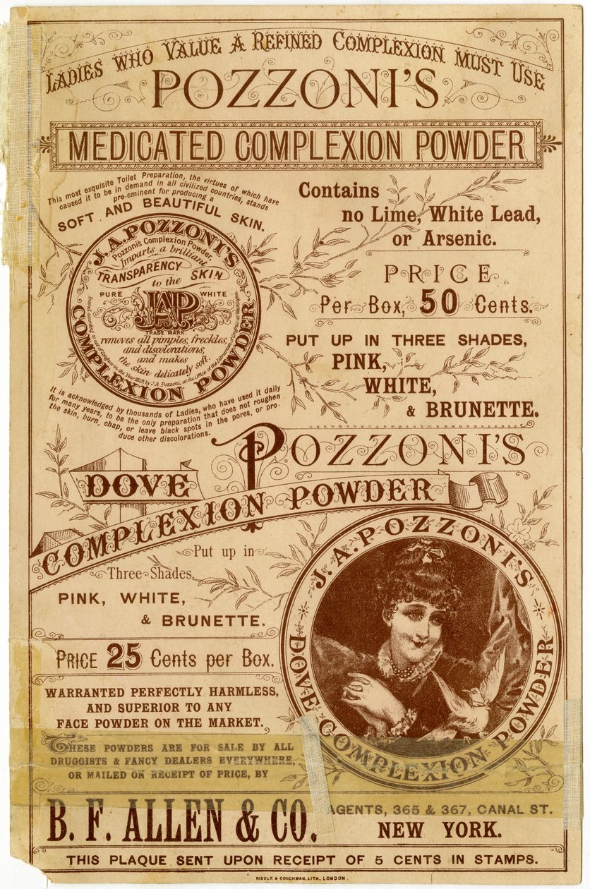 Pozzonis Dove Complexion Powder [trade card verso] (litho [trade card]) af American School