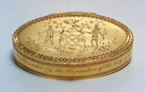 Præsentationsæske, fra New York City, ca. 1779 (guld) af American School