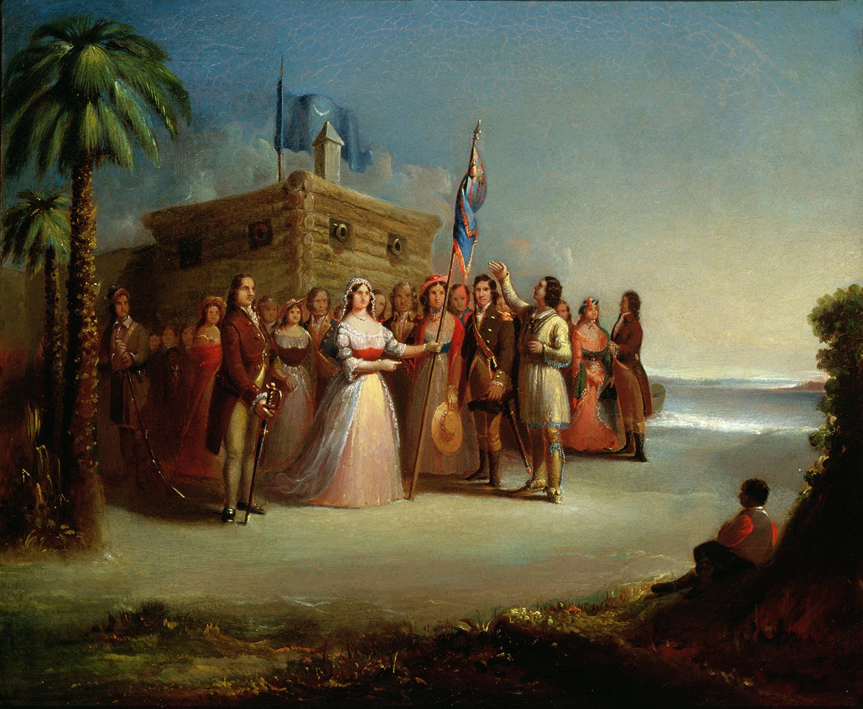 Præsentation af farverne til oberst W. Moultrie af American School