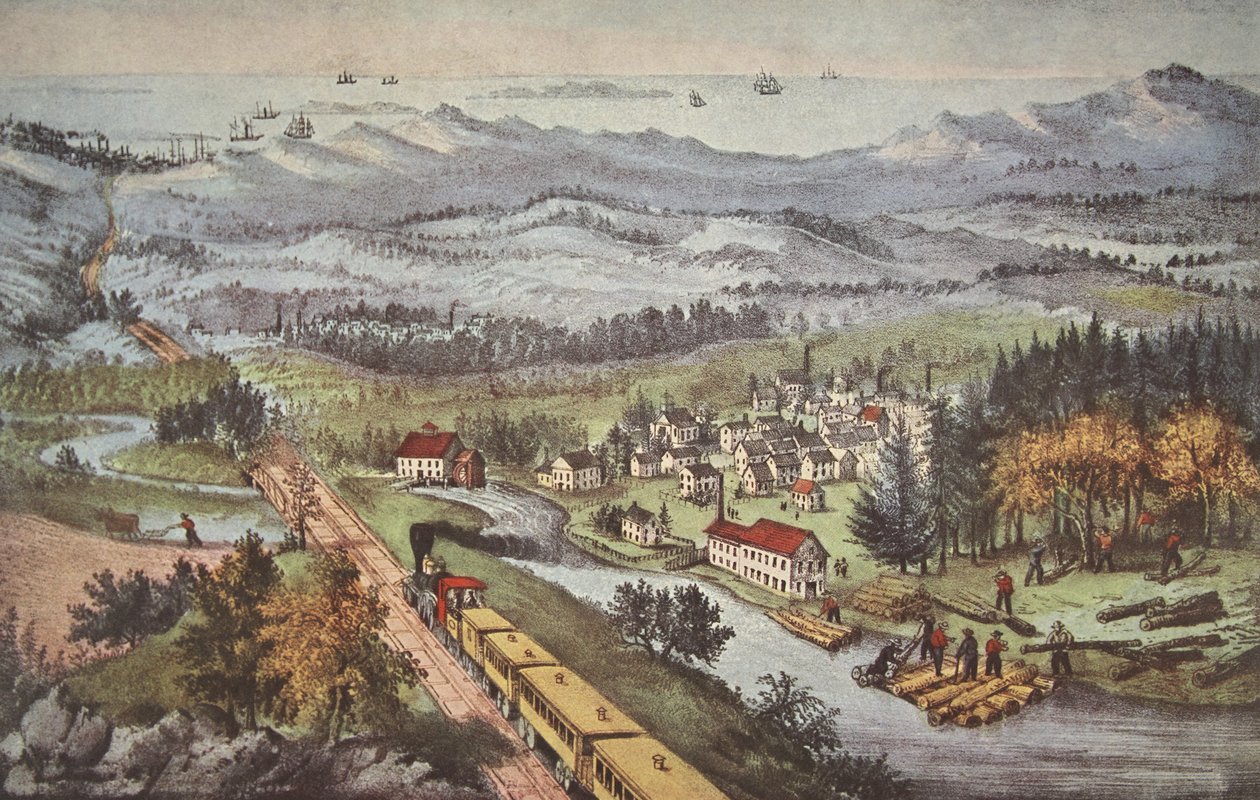 Jernbane til Stillehavet, udg. 1870, Currier & Ives af American School