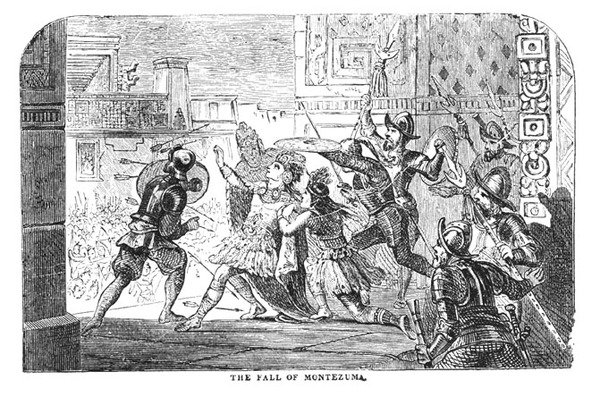 The Fall of Montezuma, fra Abbotts History of Cortes, 1884 af American School