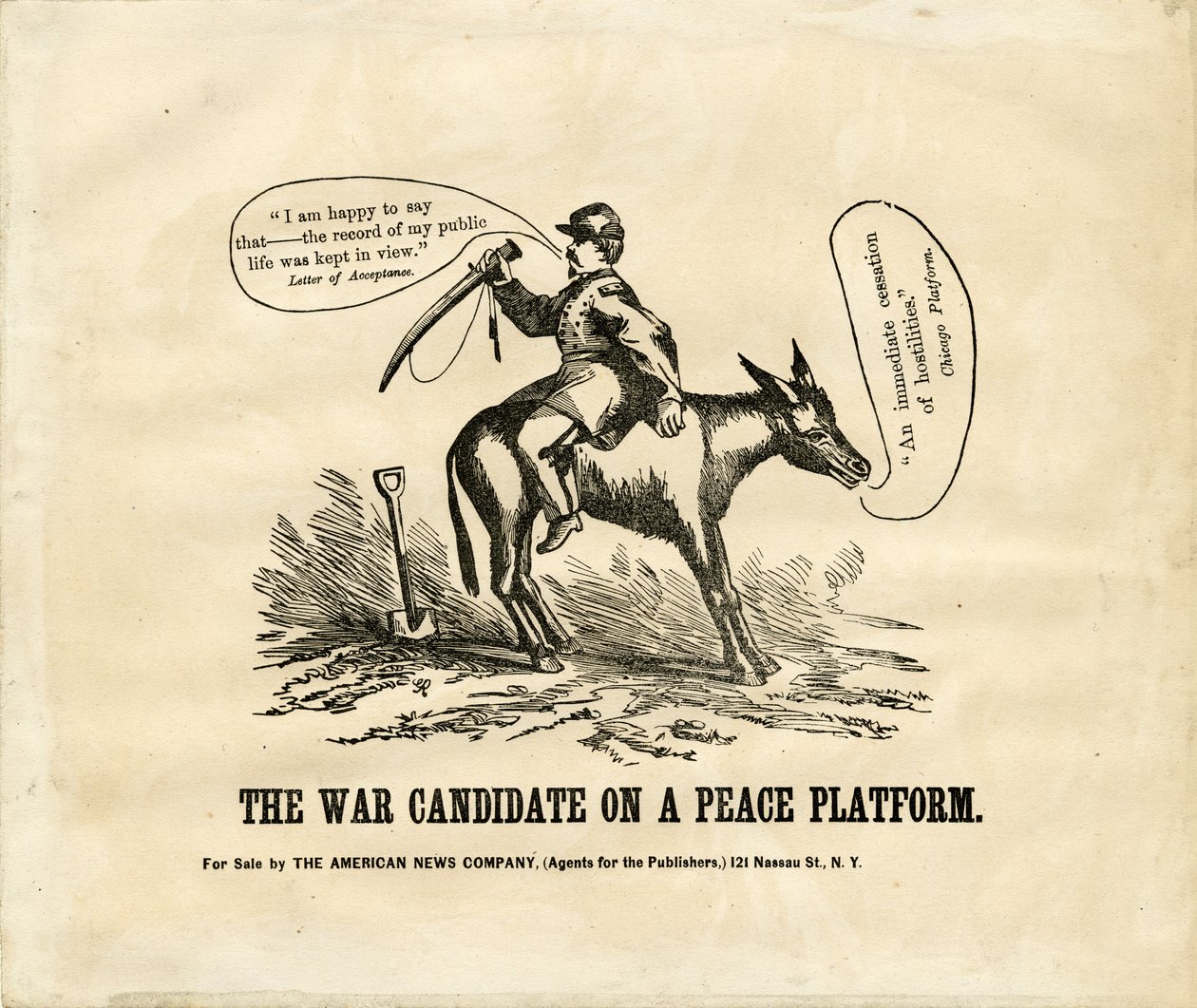 The War Candidate on a Peace Platform, 1864 (trægravering) af American School