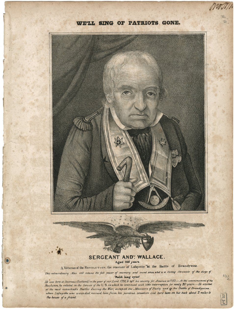 Well Sing of Patriots Gone, af William Clifton [nodeomslag], ca. 1835 (litografi [nodeomslag]) af American School