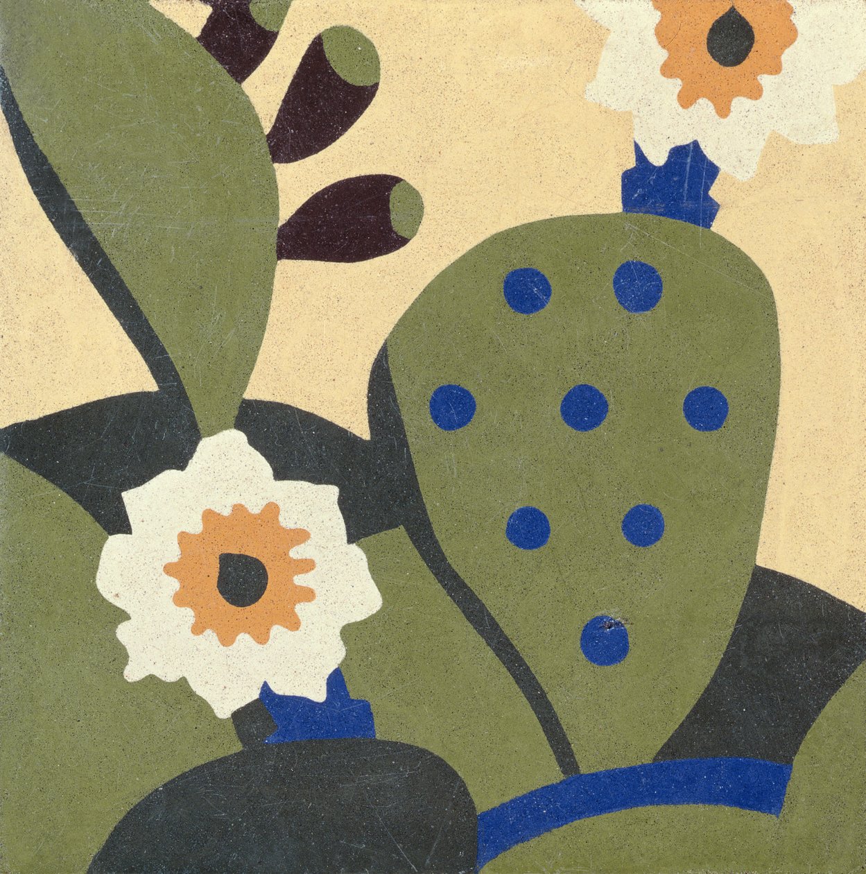 West Texas værelsesflise forestillende kaktusplanter, ca. 1936 (keramik) af American School