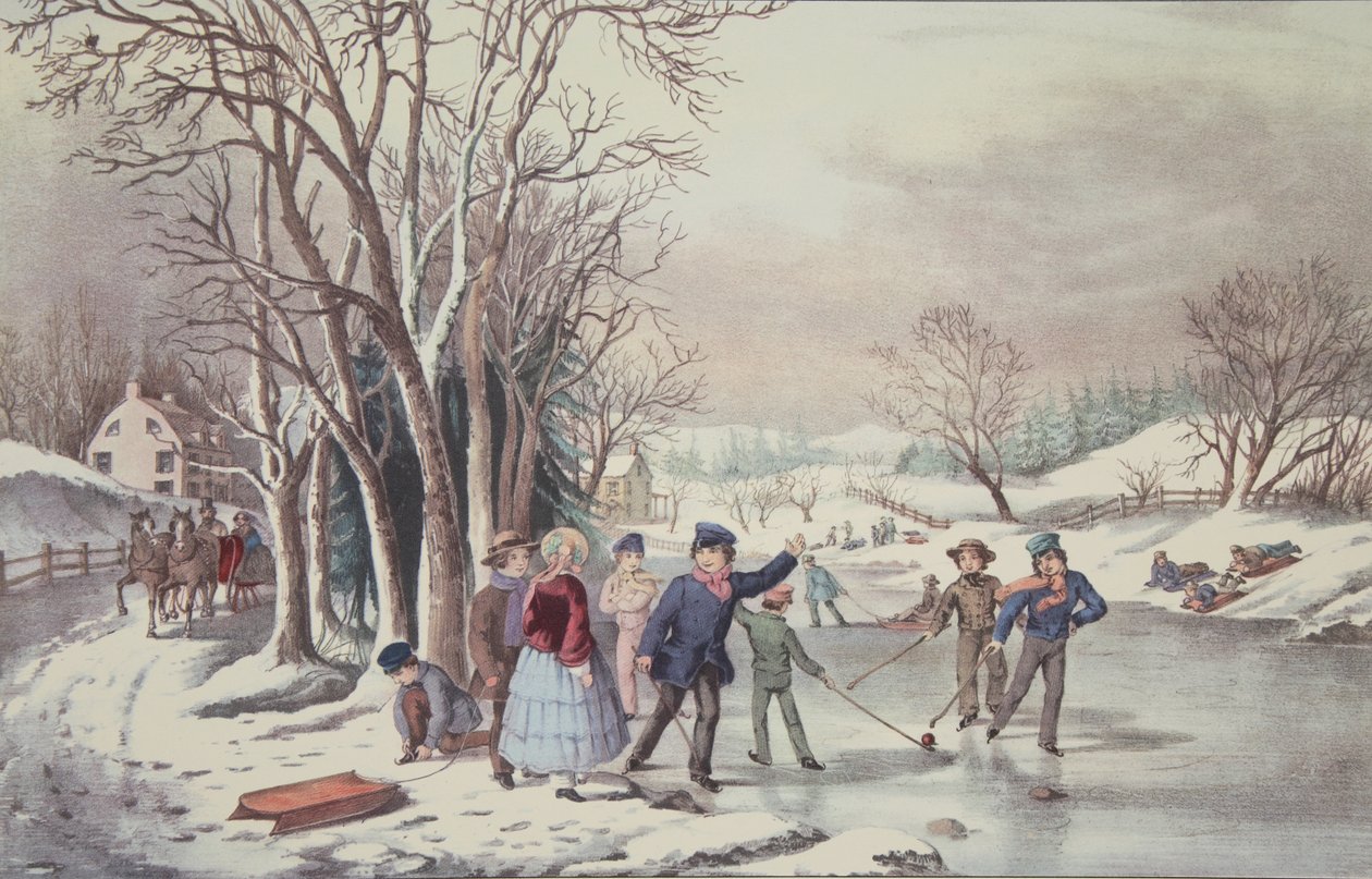 Winter Pastime, pub. 1855, Currier & Ives af American School