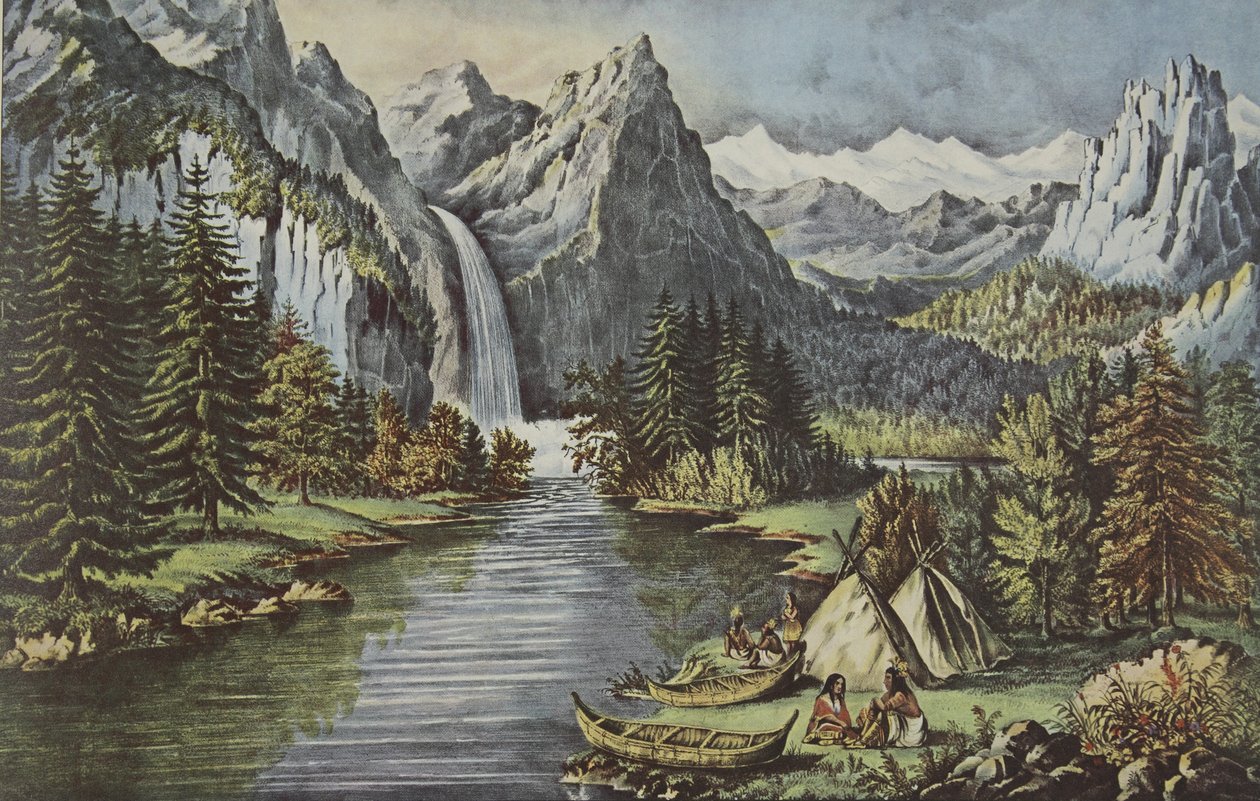 Yosemite Valley - Californien, pub. 1866, The Bridal Veil Fall, Currier & Ives af American School