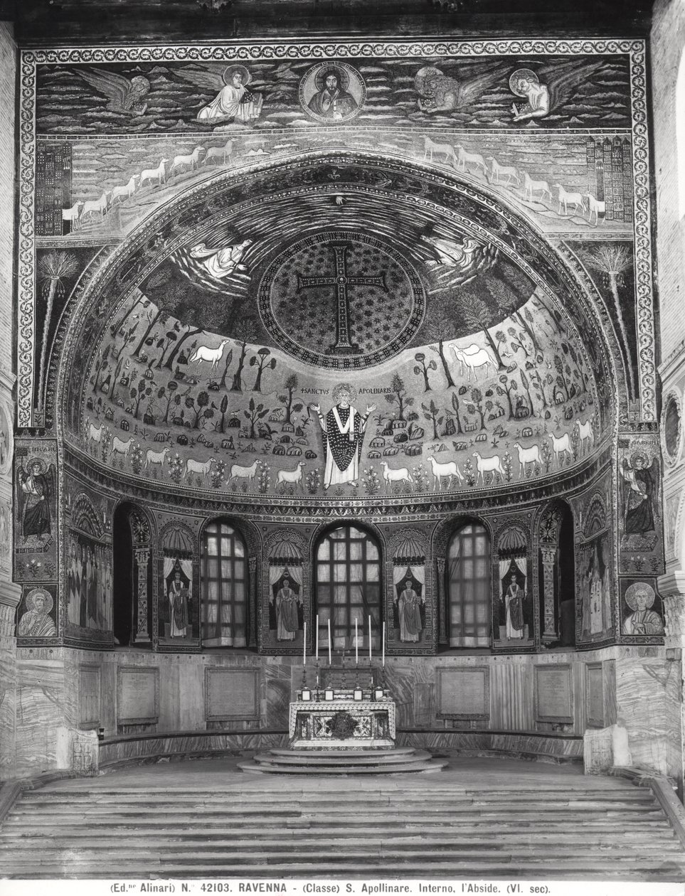 Udsigt over apsis (mosaik) af Byzantine School