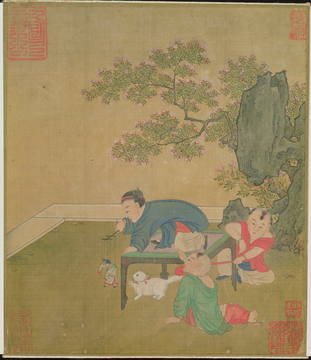 Dukkeføreren, Chien Lung Dynasty (wc på silke) af Chinese School