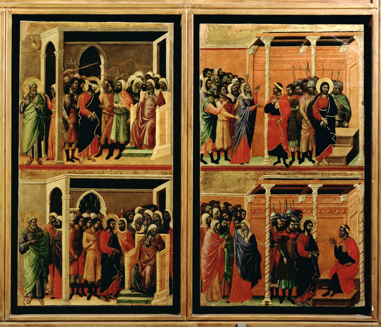 Maesta: elleve scener fra passionen, 1308-11 (tempera på panelet) (bagsiden af 55438) (detalje af 235966) af Duccio di Buoninsegna