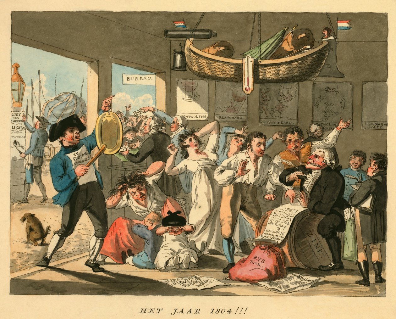 Året 1804!!!, udgivet 1794 (håndkoloreret gravering) af Dutch School