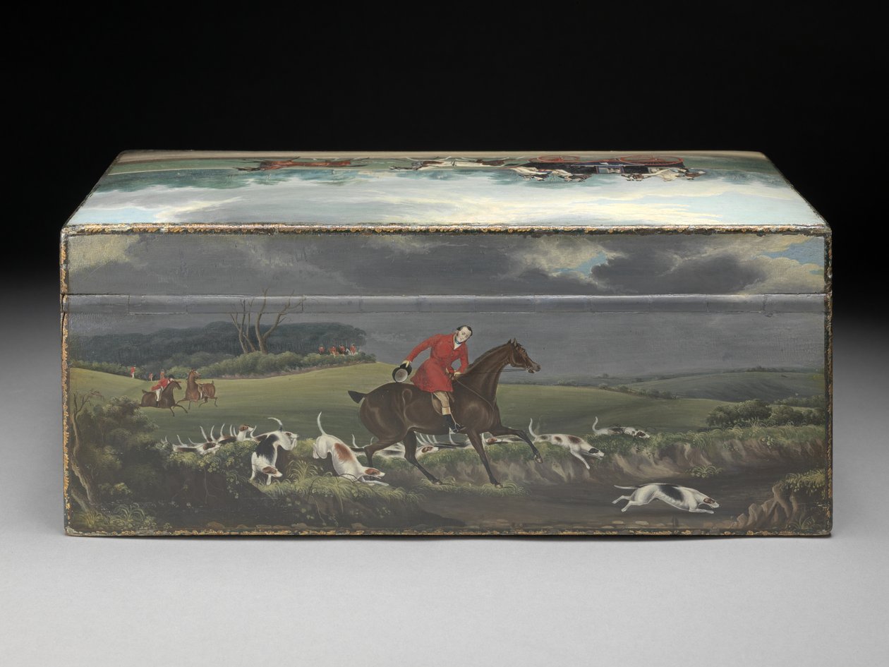 En cigaræske malet med scener fra Taglioni-tryk, ca. 1840 (olie på frugttræ) (se 285535 for set forfra) af English School
