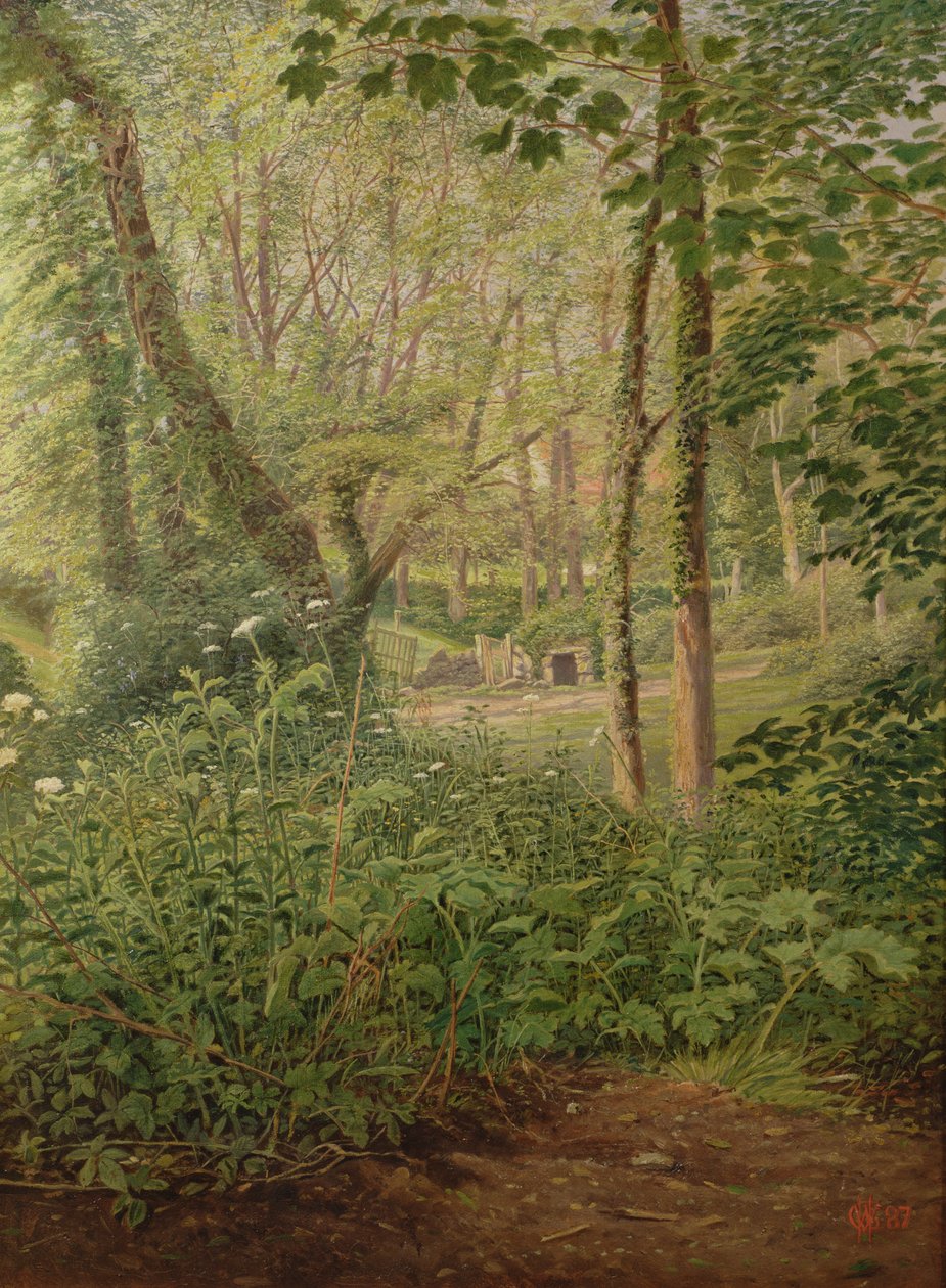 A Clearing in the Woods, signeret C. H. W. 87 af English School