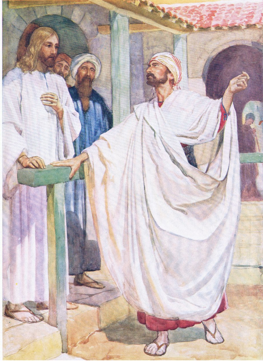 En adelsmand søger Jesus, fra The Bible Picture Book udgivet af Thomas Nelson, ca. 1950 af English School