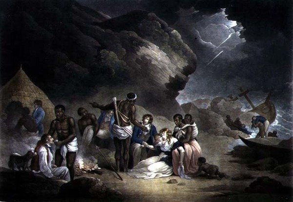 African Hospitality, indgraveret af John Raphael Smith, pub. af S. Morgan, London, 1814 (mezzotint med senere farvelægning) (par af 120642) af English School