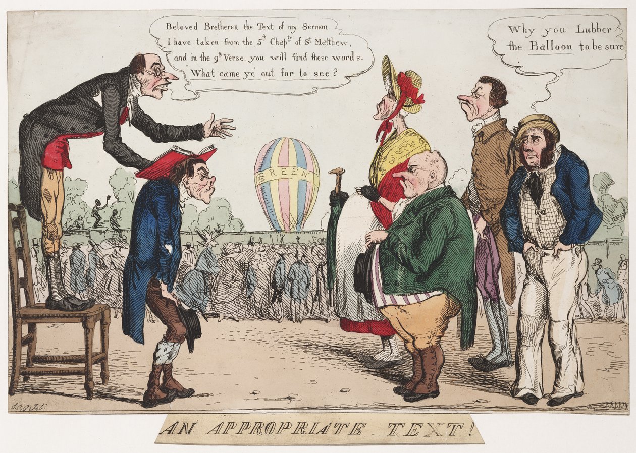 An Appropriate Text, ca. 1842 (håndfarvet gravering) af English School