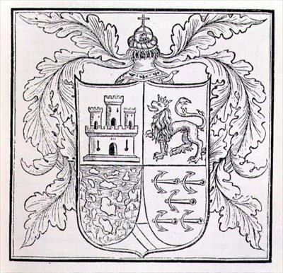 Arms of Columbus, fra The Narrative and Critical History of America, redigeret af Justin Winsor, London, 1886 af English School