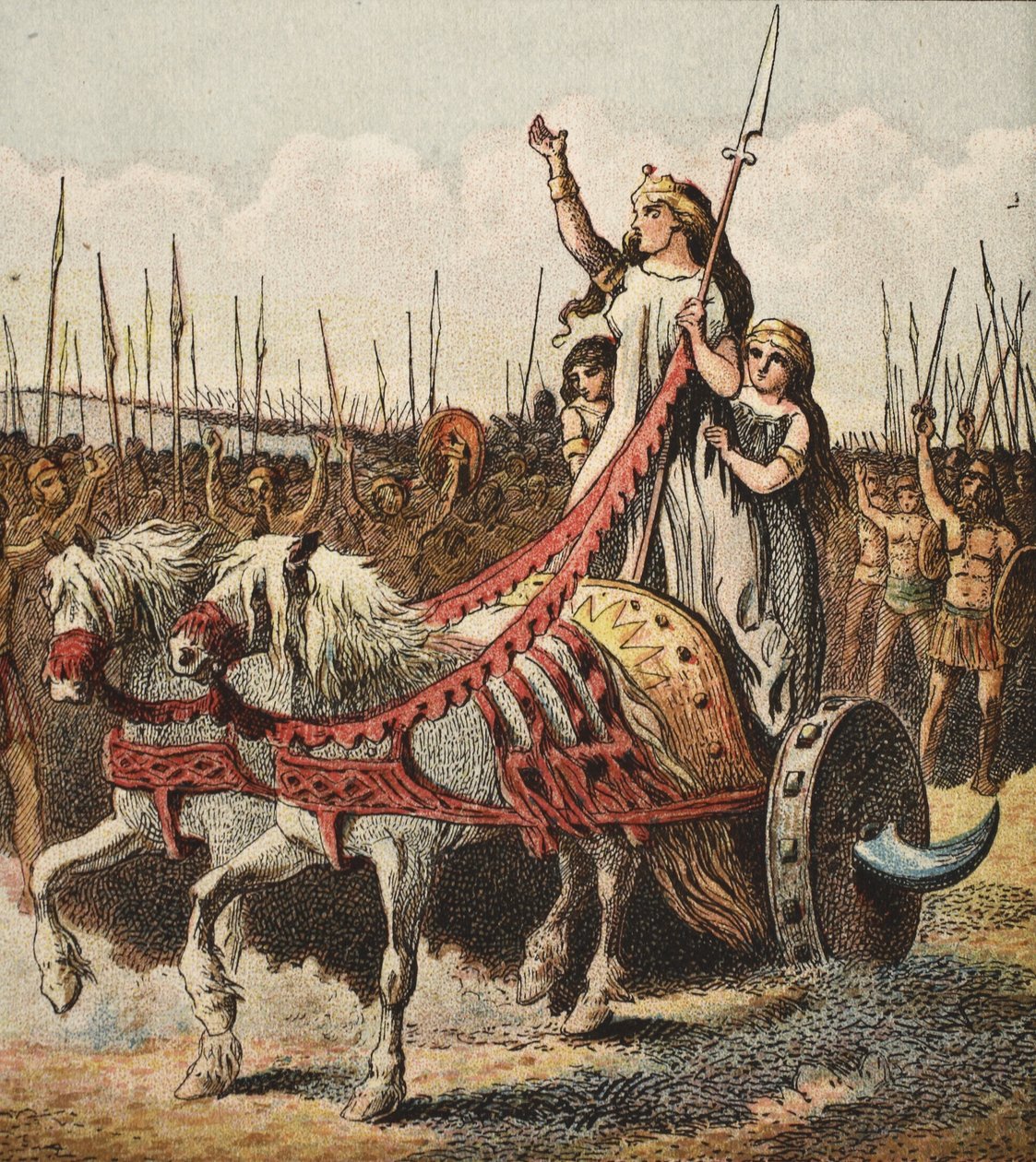Boadicea og hendes hær, pub. 1890 af English School