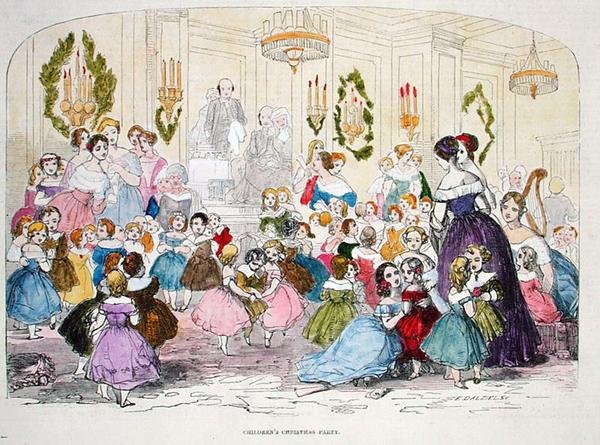 Børns julefest, graveret af Edward Dalziel (1849-1888) fra Illustrated London News, 1847 af English School