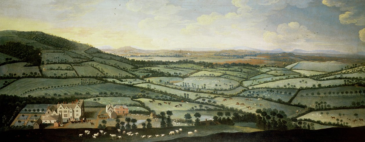 Land omkring Dixton Manor, ca. 1715 (se detaljer om CHE 68500 - 68507) af English School