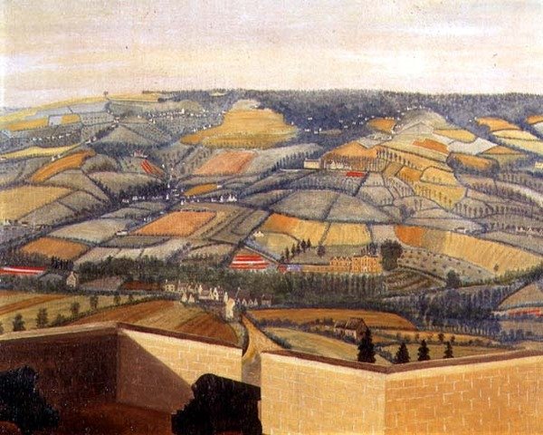 Omfattende landskab set fra Rodborough Fort, ca. 1764 (detalje af 65821) af English School