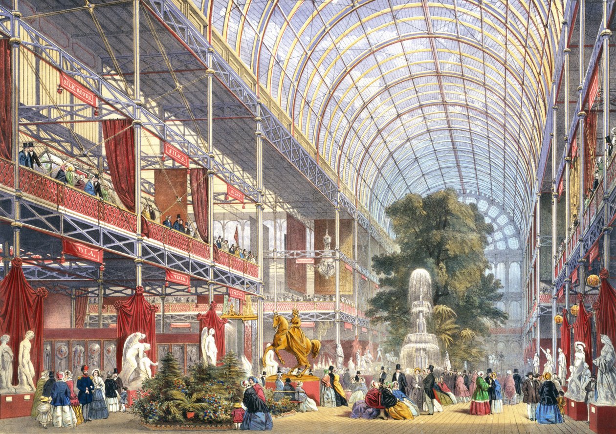 Great Exhibition, 1851: Central Transept, fra Dickinsons Comprehensive Pictures (farvet litho) af English School