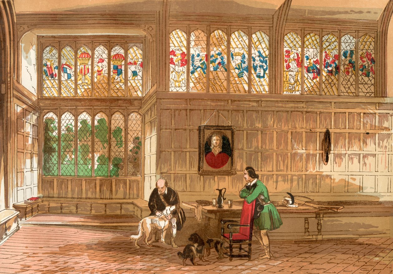 Hall at Ockwells, Berkshire, England, fra Old England: A Pictorial Museum, pub. 1847 af English School