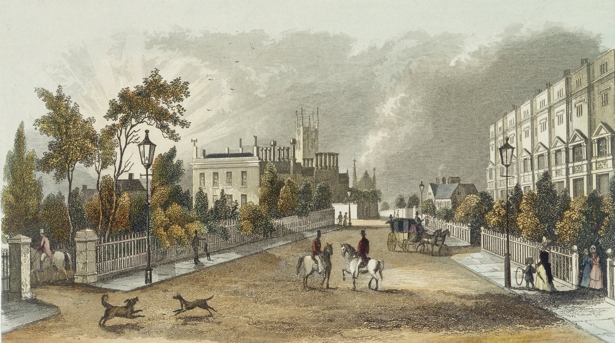 Lansdown Terrace, Cheltenham, graveret af D. Eichbaum, ca. 1840 af English School