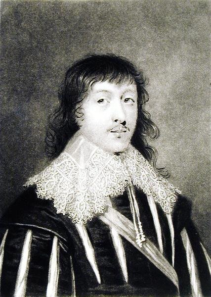 Lucius, Viscount Falkland (ca. 1610-43) illustration fra Portraits of Characters Illustrious in British History, indgraveret af Richard Earlom (1743-1822) og Charles Turner (ca. 1773-1857) (mezzotint) (bw) af English School