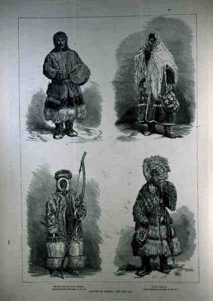 Indfødte i Sibirien: Samojeder fra Nedre Yenesei, kvindelige samojeder, Ostiak, der bor i Obi-bassinet, fra The Illustrated London News, 22. april 1882 af English School