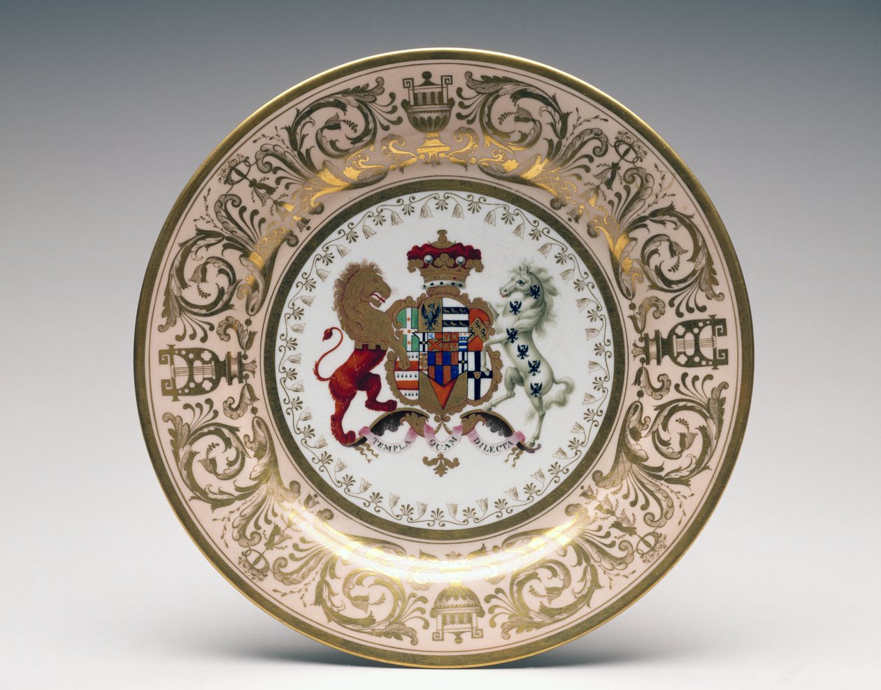 Tallerken fra Stowe Service, Worcester Porcelæn, fremstillet af Flight, Barr and Barr, ca. 1813 (blødt-pasta-porcelæn) af English School