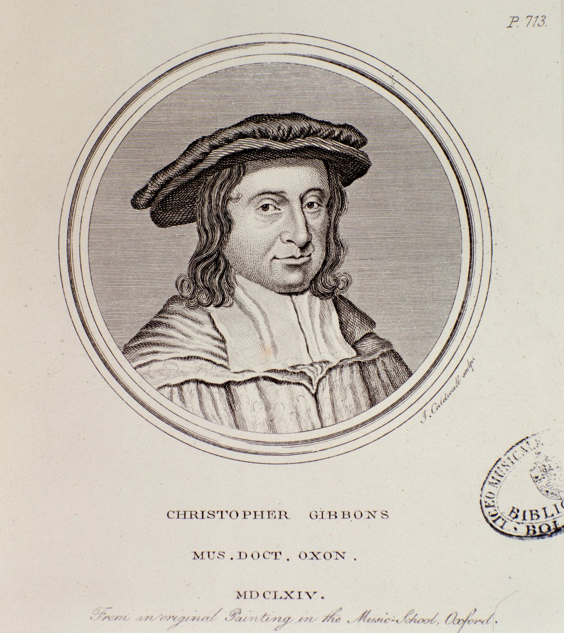 Portræt af Christopher Gibbons (1615-1676) britisk komponist af English School