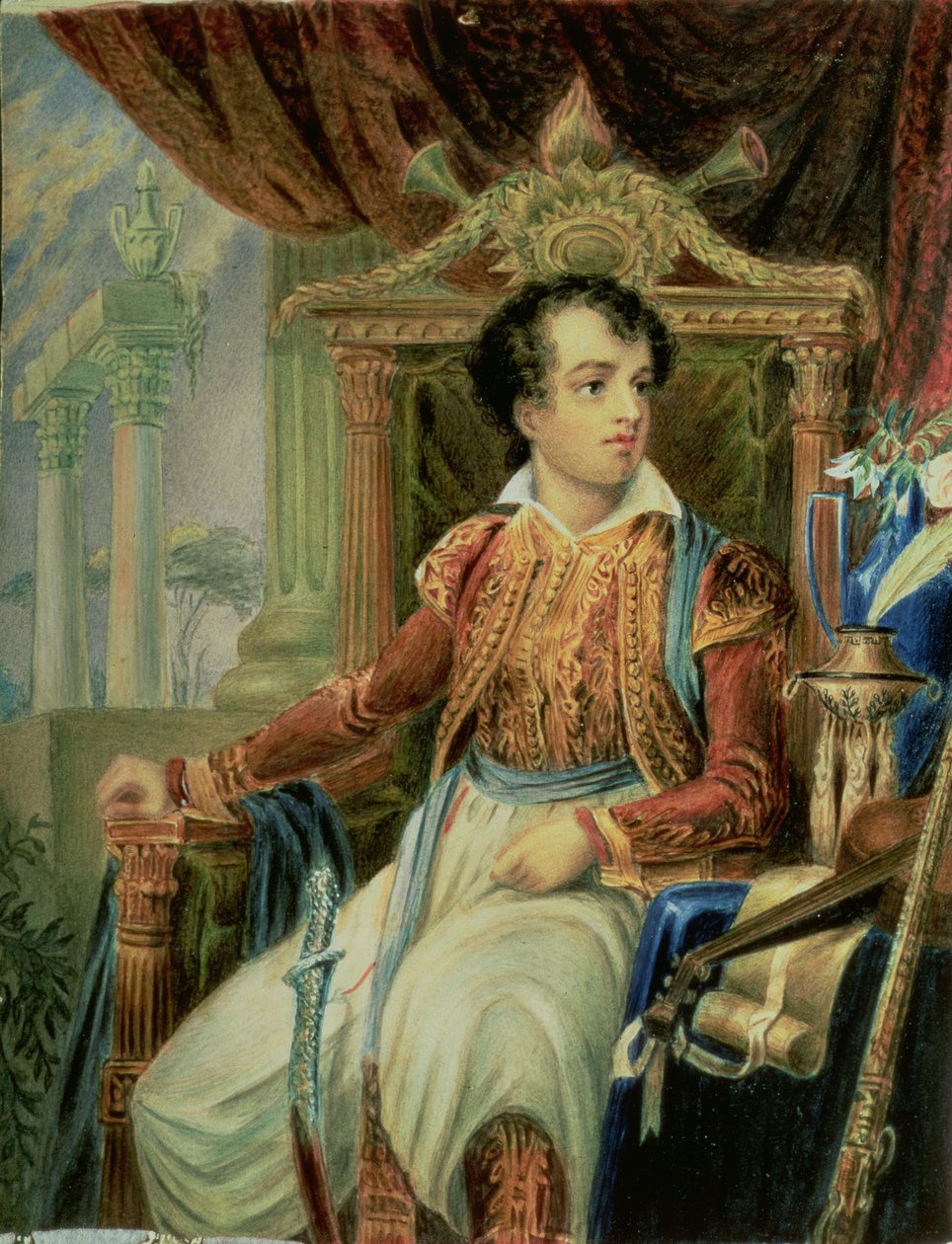 Portræt af George Byron (1788-1824) af English School