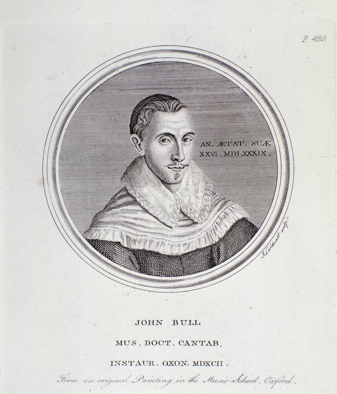Portræt af den engelske komponist John Bull (1562-1628) af English School