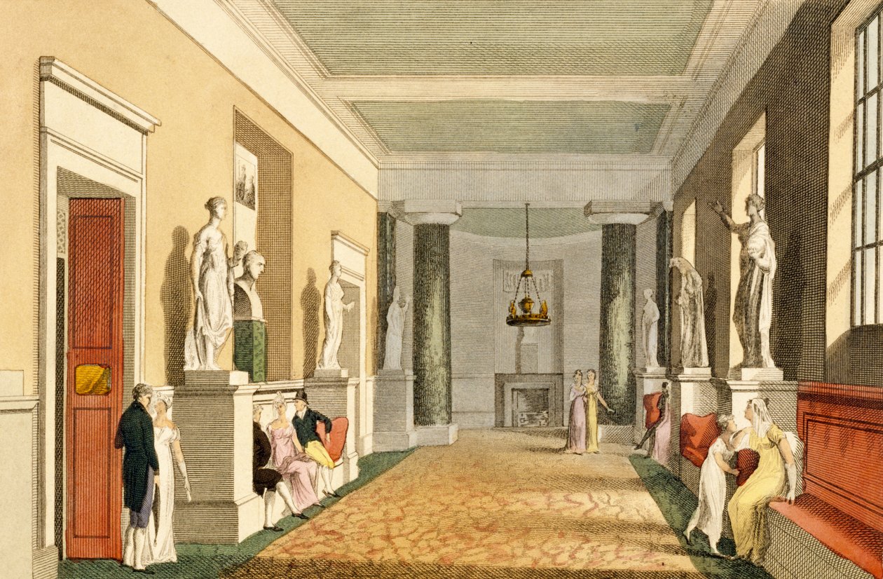 Saloon til de private kasser, Covent Garden Theatre, fra Ackermanns Microcosm of London, 1810 (akvatint) af English School