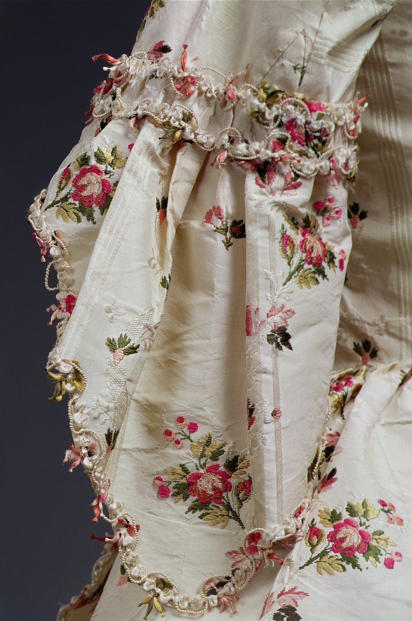 Ærmedetalje fra en kvindekjole, ca. 1775-80 (silke) af English School