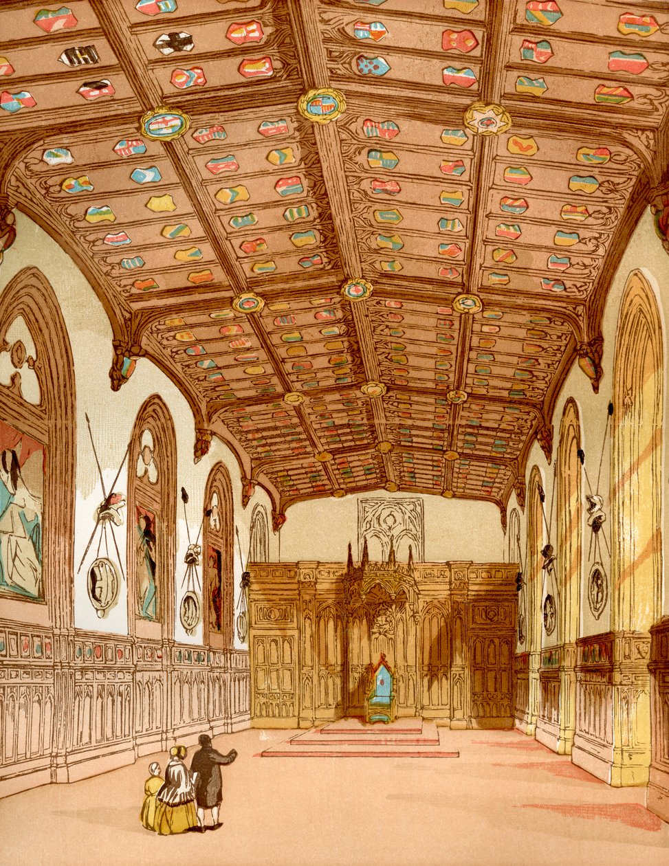 St. Georges Hall, Windsor Castle, Windsor, England, fra Old England: A Pictorial Museum, pub. 1847 af English School