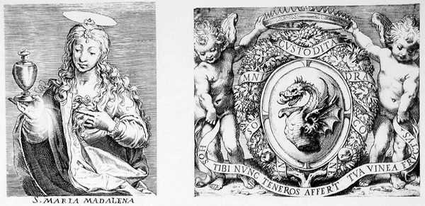 Den hellige Maria Magdalene og hendes våbenskjold af English School