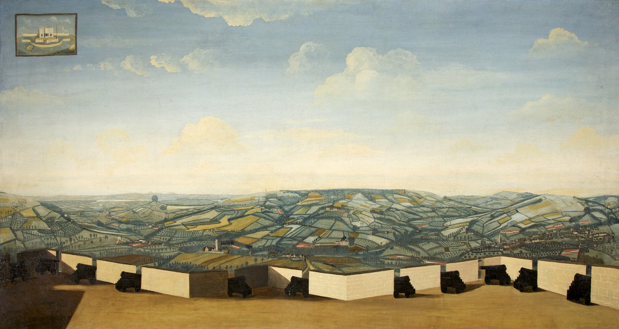 Stroud fra Rodborough Fort, Gloucestershire, ca. 1765 af English School
