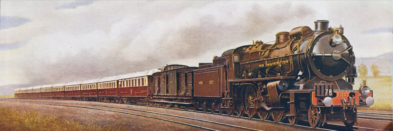 Super Pacific of the Northern Railway of France, illustration fra The Wonder Book of Railways, fjortende udgave redigeret af Harry Golding, 1929 af English School